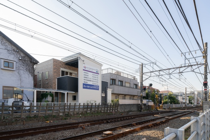 グレースメディカルキューブ 　外観（線路から）